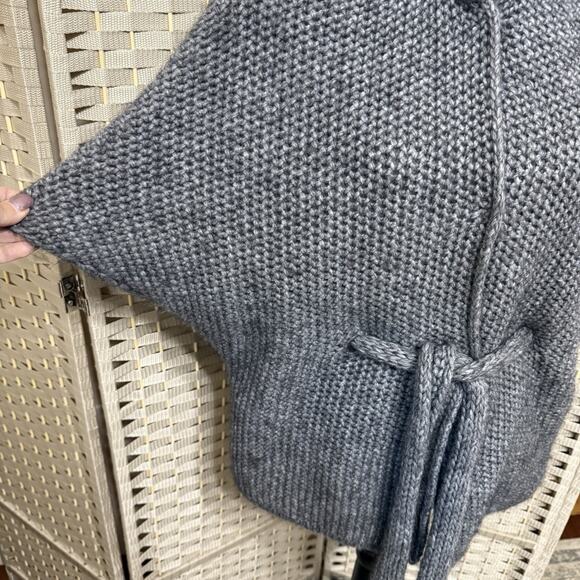 Elsamanda Belted Batwing Cardigan Size S Gray Alpaca Wool Blend Chunky Sweater - Picture 4 of 11